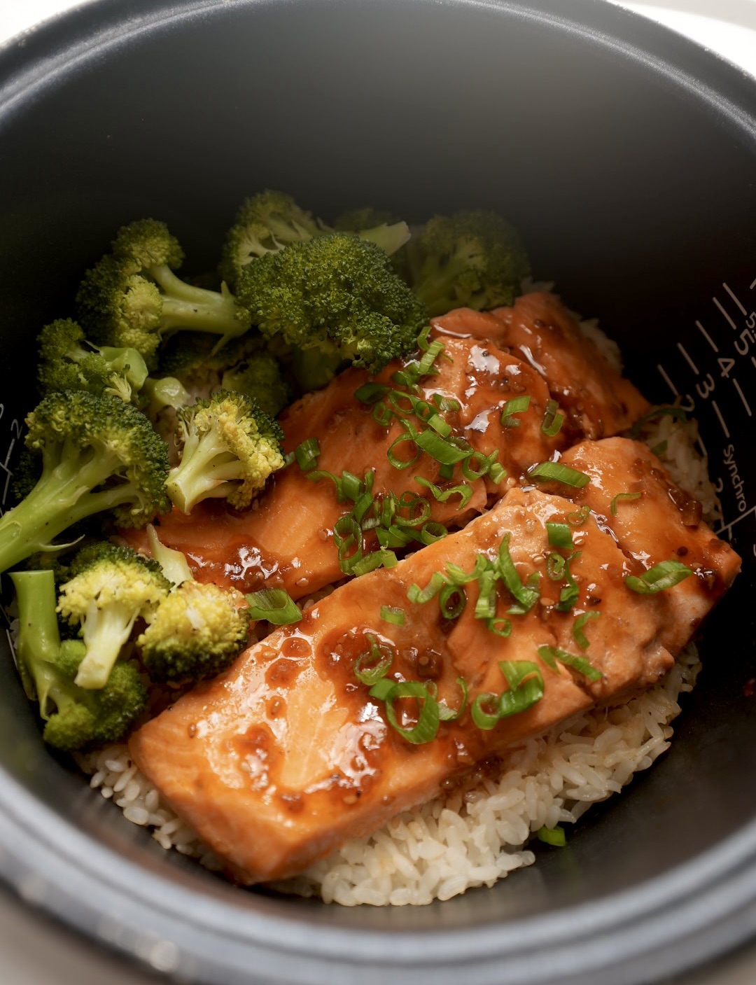 Easy Teriyaki Salmon Bowl in a Rice Cooker