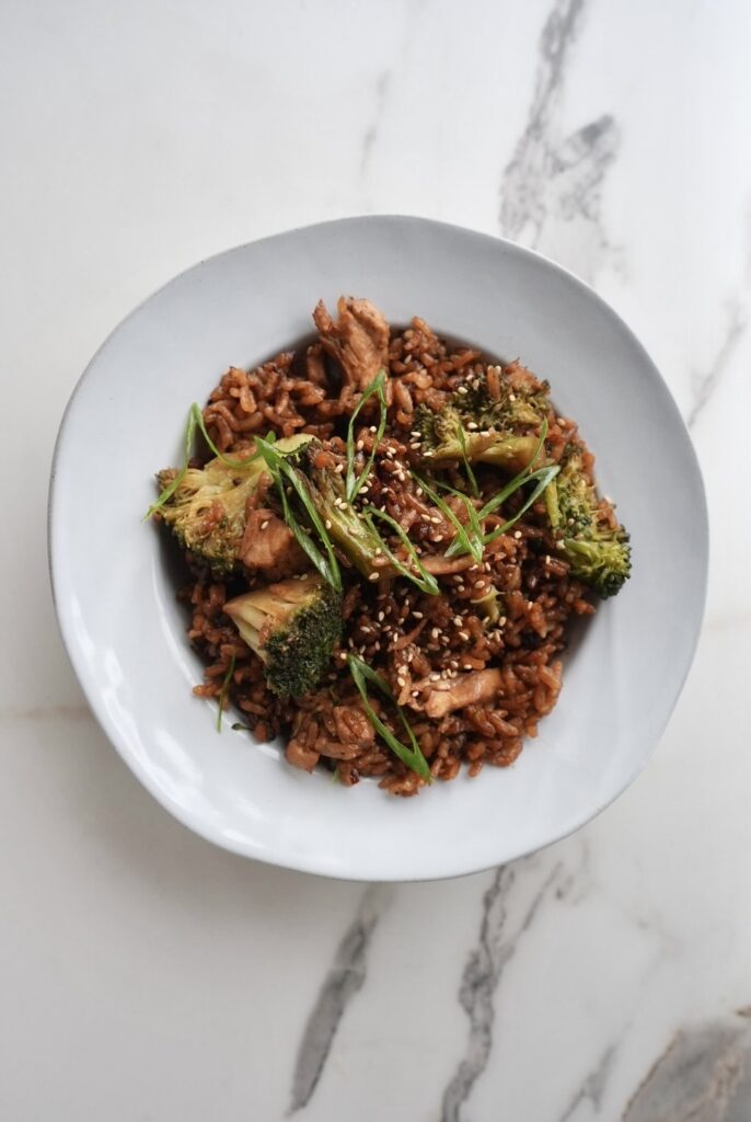 Chicken and Broccoli "Fried Rice" in a Rice Cooker