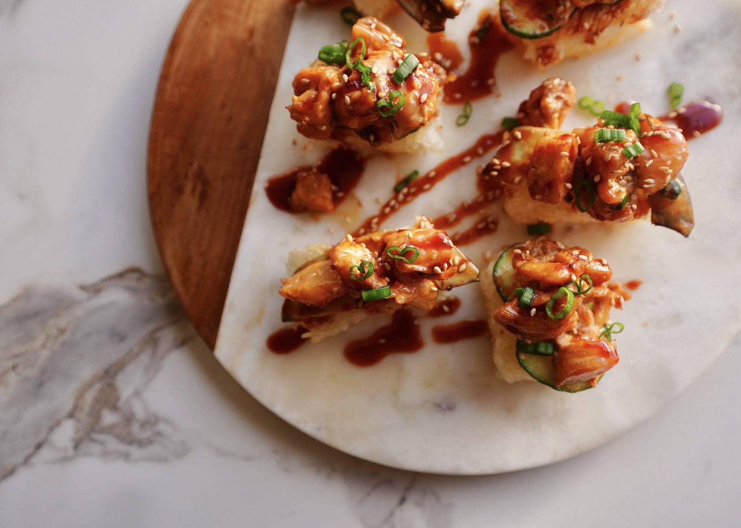 Crispy Rice with Sriracha Mayo Shrimp