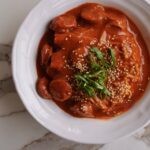 Easy One-Pot Spicy & Creamy Enoki Mushrooms with Sausage