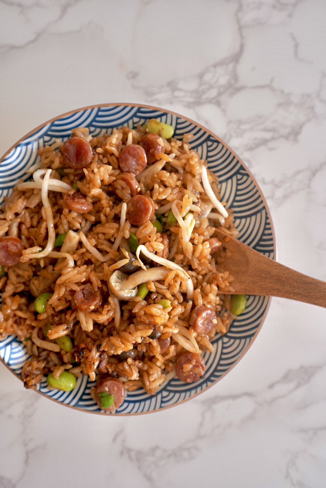 Chinese Sausage Mixed Rice in a Rice Cooker