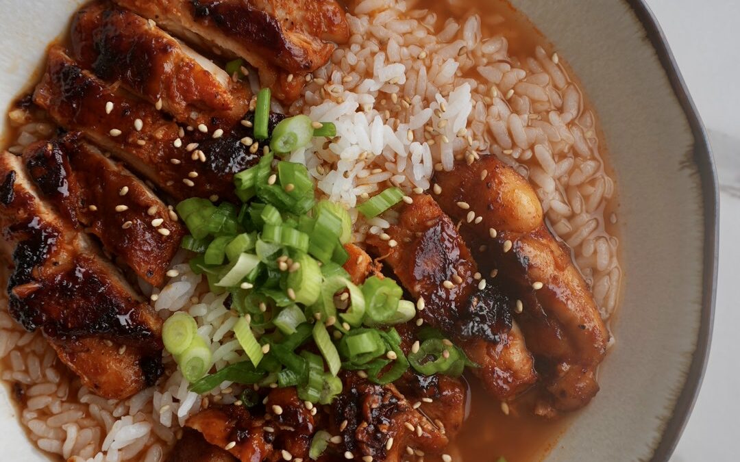 Spicy Soy Chicken with Ginger Broth Over Rice