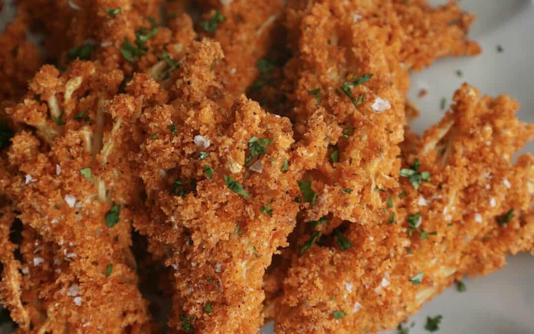 Baked Crispy Enoki Mushroom “Chicken” Strips