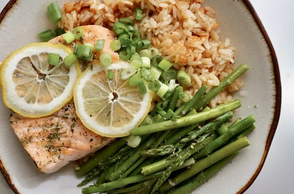 Citrus Salmon and Asparagus in a Rice Cooker