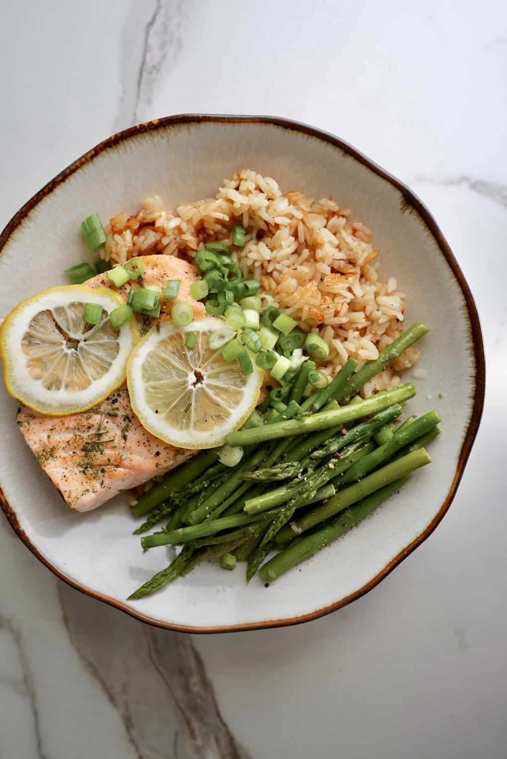 Citrus Salmon and Asparagus in a Rice Cooker
