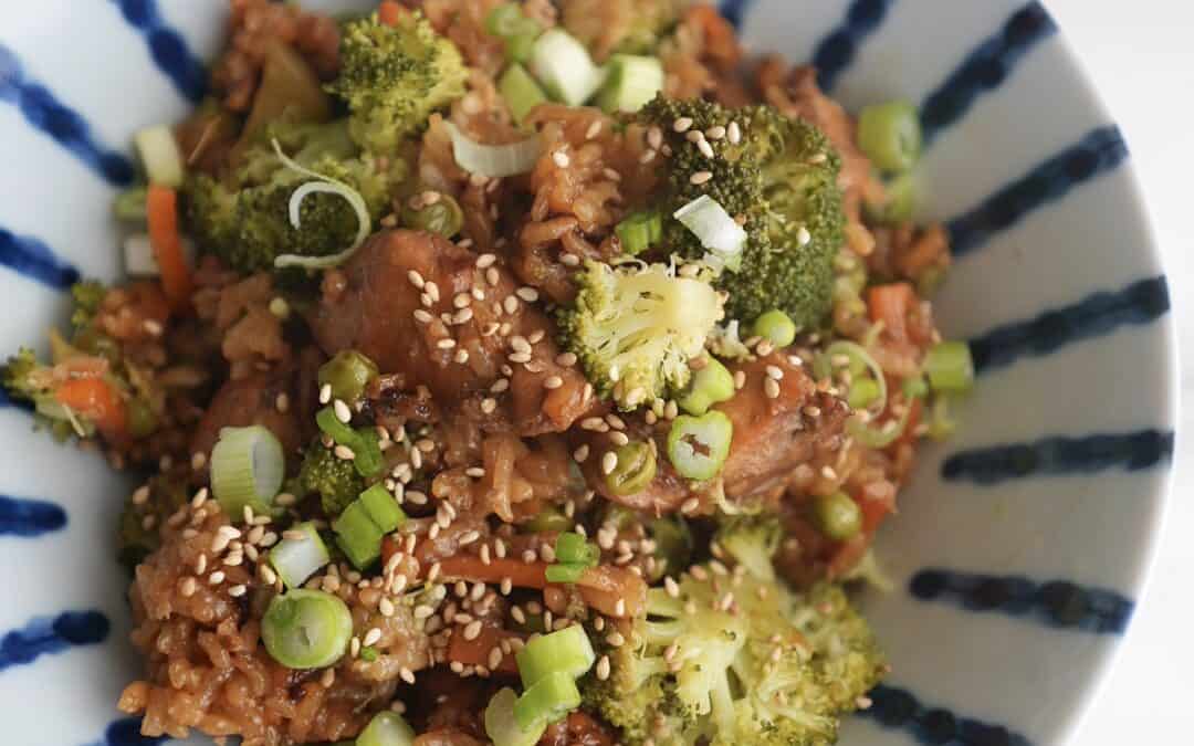 Healthy Chicken Teriyaki Bowl in a Rice Cooker