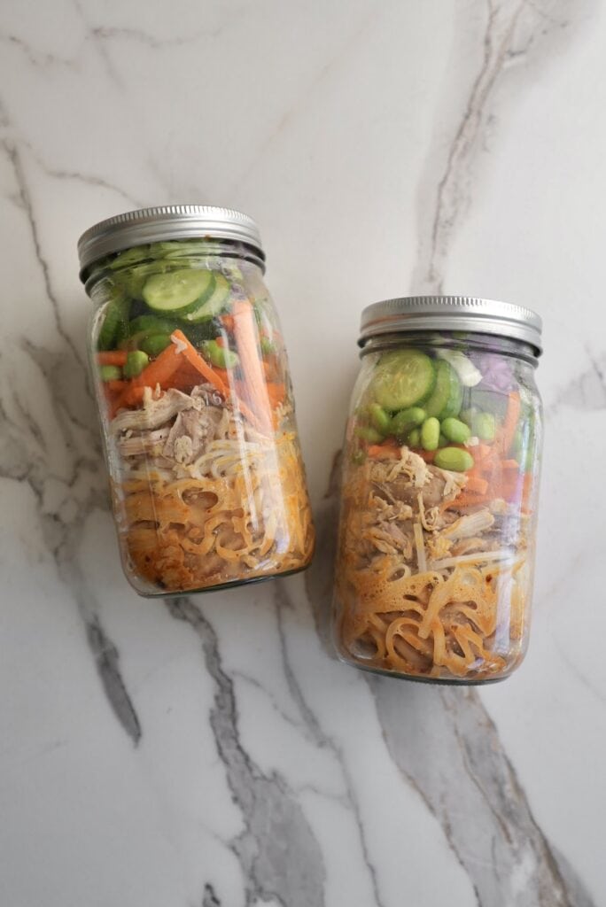 Healthy Peanut Noodles in a Jar